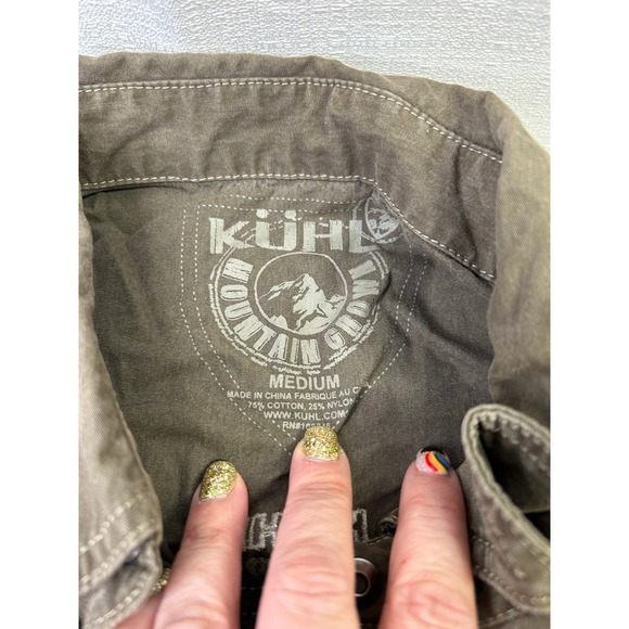 KUHL Men's Olive Green Military shirt Jacket Cotton Nylon Medium Medium - Picture 3 of 7